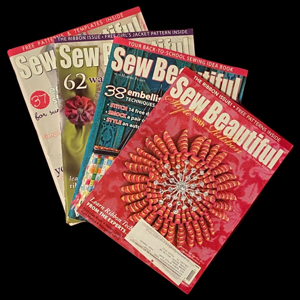 Lot of (4) Sew Beautiful Issues - Embellishments, Heirloom, Flowers - Disc Ship!